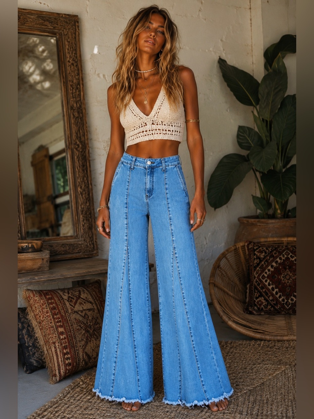 Forever 21 Stretch Bell Bottom Jeans Size M